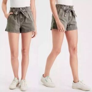 American Eagle Green Highest Rise Paperbag Waist Mom Shorts